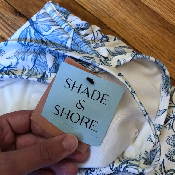 Shade & Shore NWT Blue Toile Floral Print One-Piece Swimsuit XL (16) - Picture 6 of 11